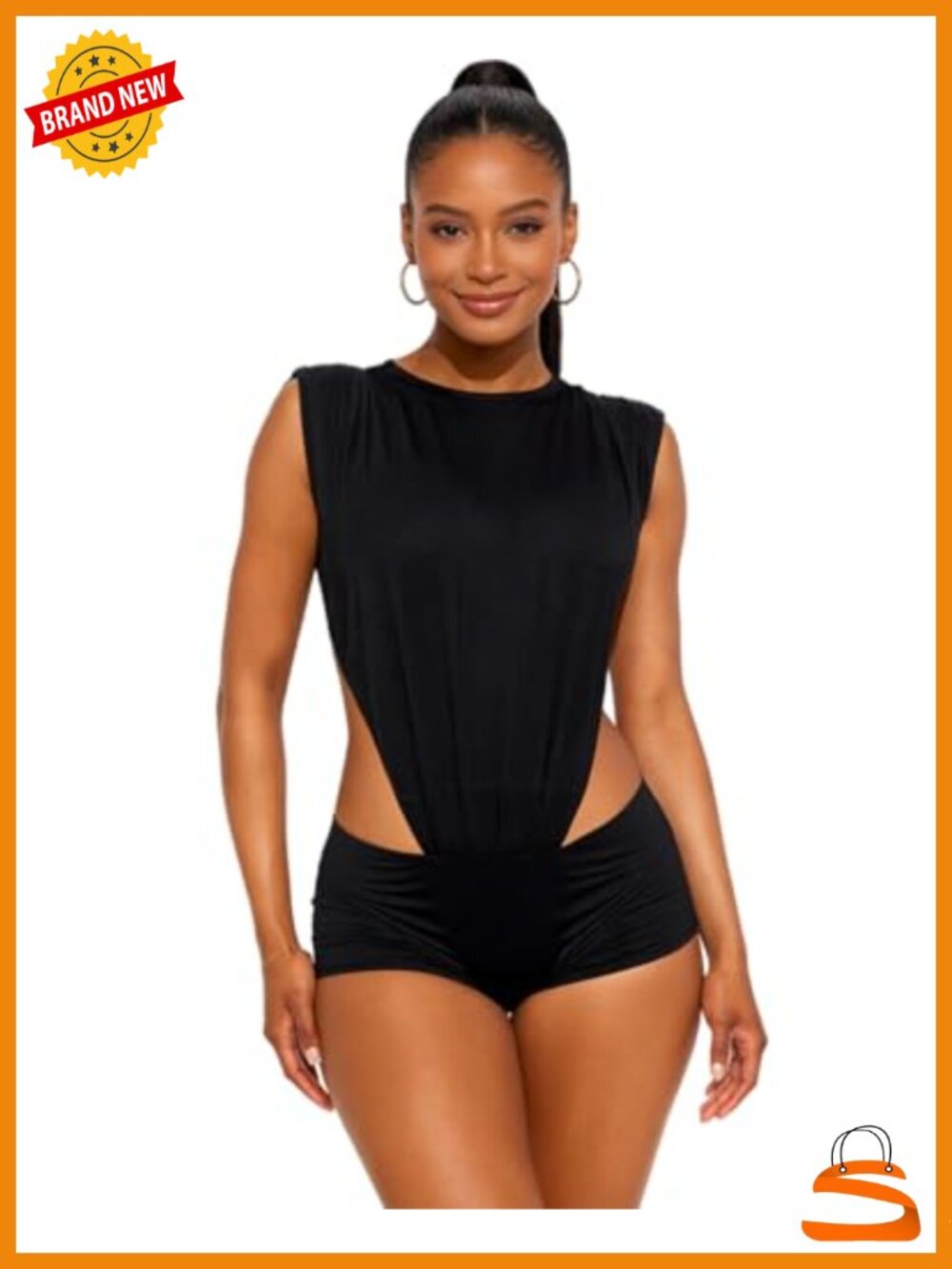 Sleeveless Cutout Bodysuit and Low Rise Shorts Set Clubwear